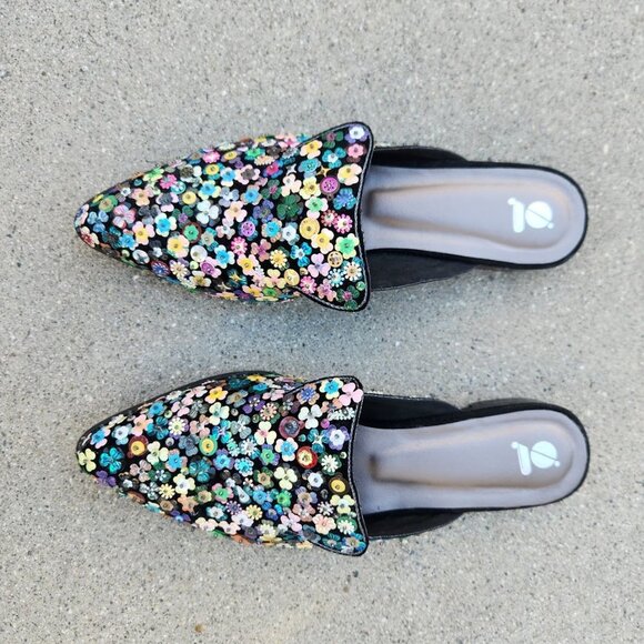 GOSSIP Indian Sequin Floral Mules - Picture 4 of 9